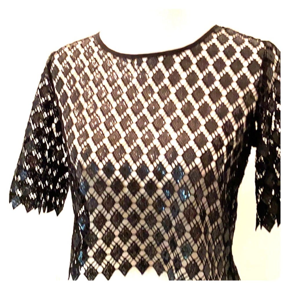 Black sequined crop top